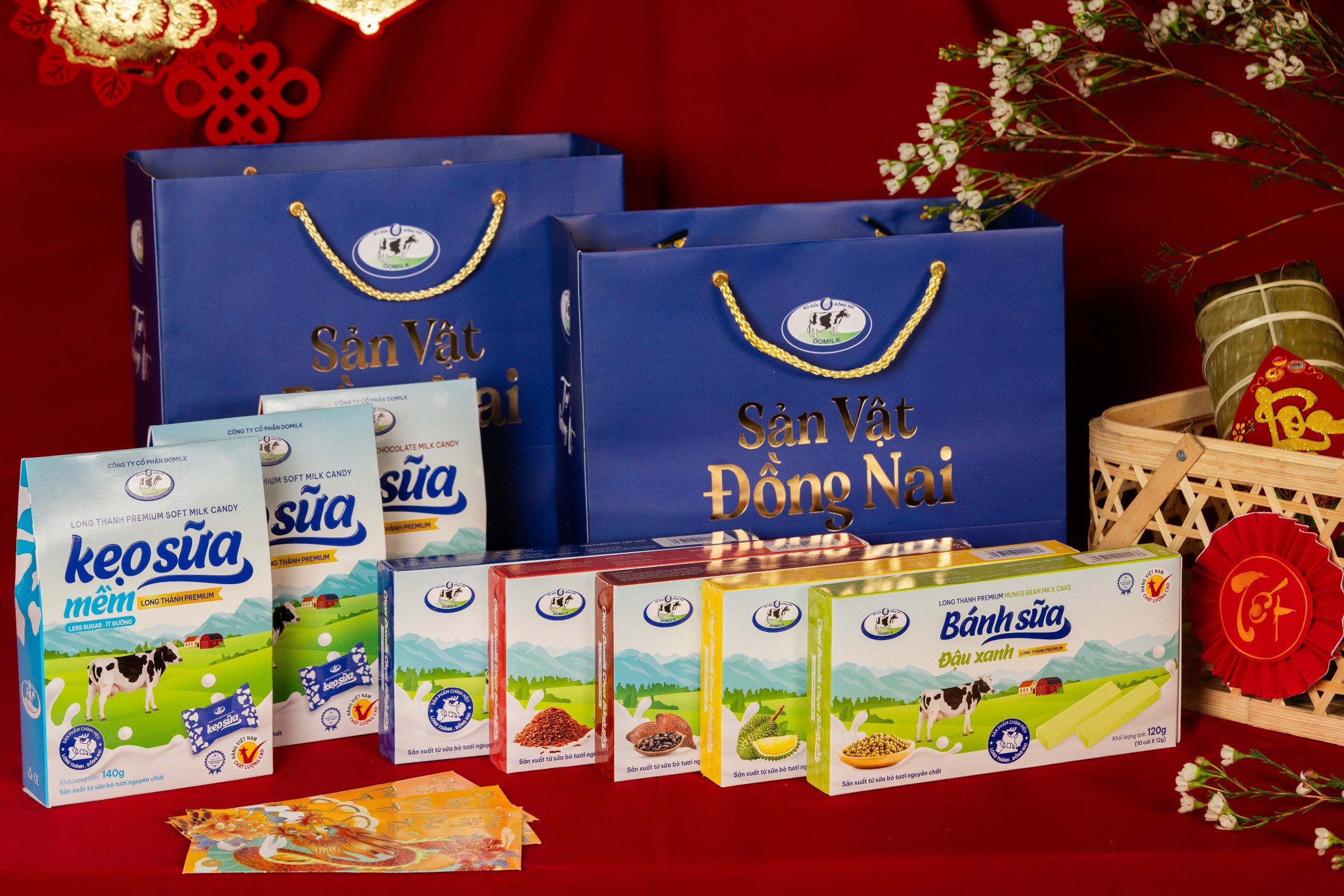 Combo 8 Bánh Kẹo sữa Long Thành Premium_Túi quà sản vật Đồng Nai