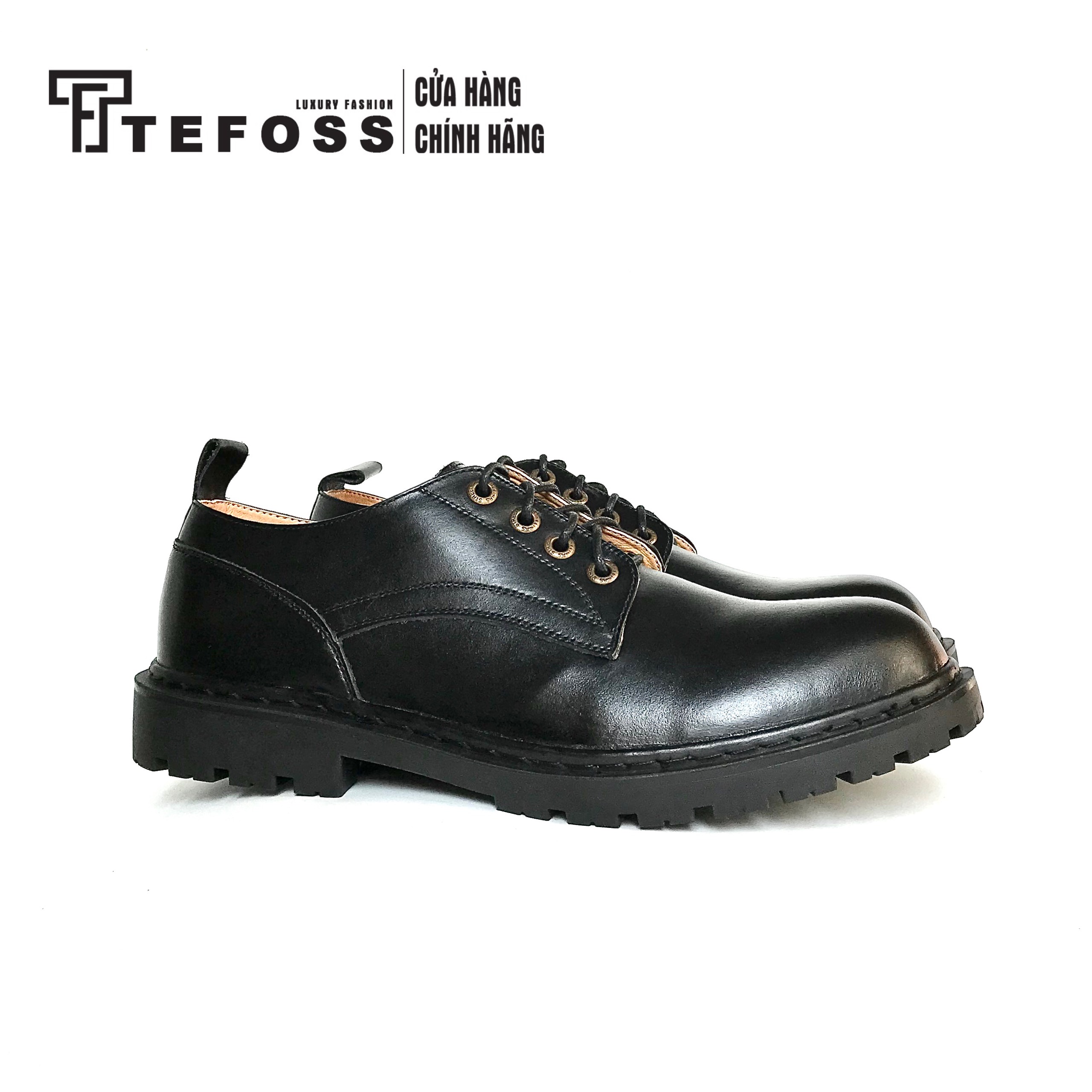Giày Da Nam Công Sở Tăng Chiều Cao Tefoss HN822 Đen Mạnh Mẽ Và Cá Tính Đế Cao Su Size 38-44