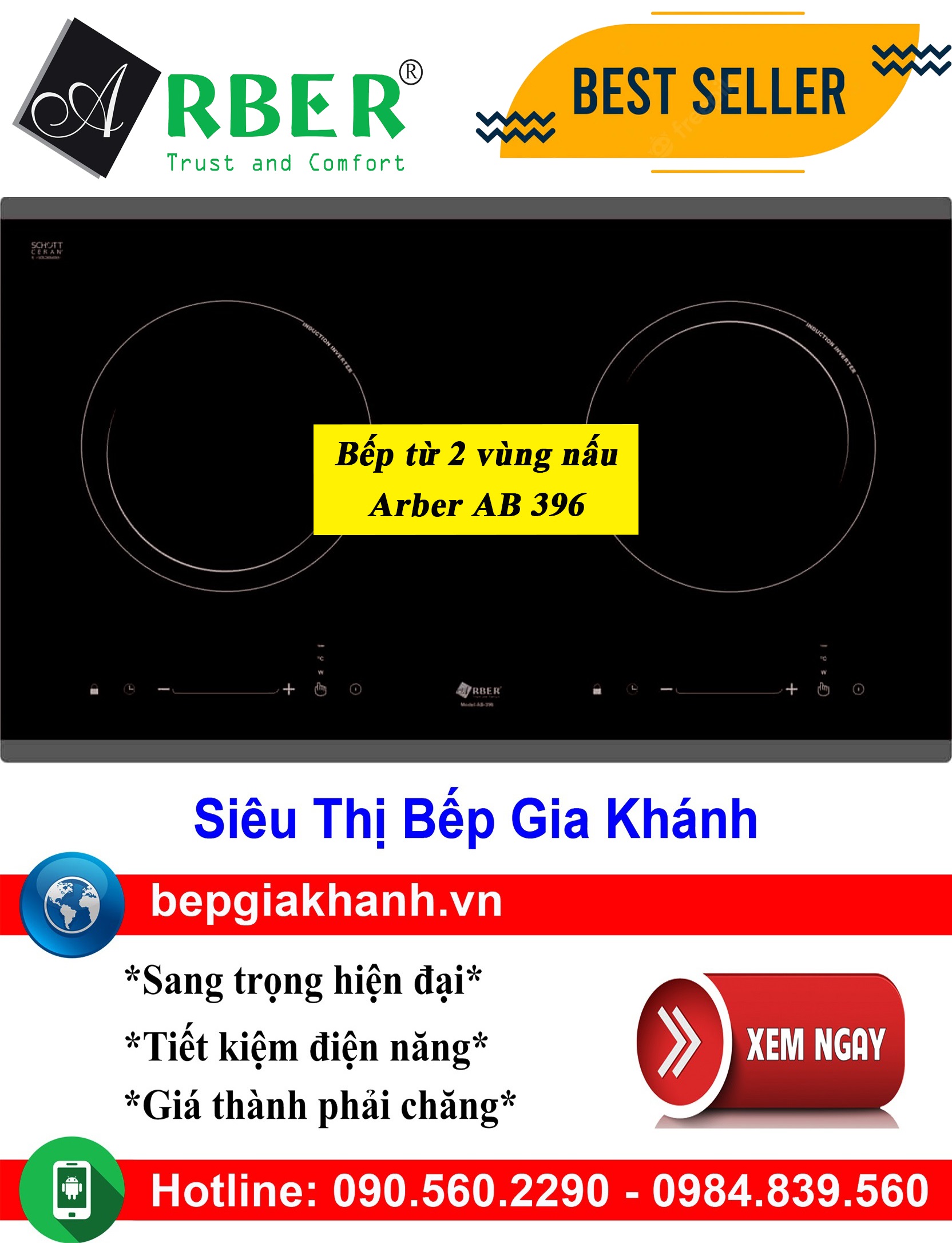 [HCM]Bếp từ đôi Arber AB 396, bếp từ, bếp điện từ, bếp từ đôi, bếp điện từ đôi, bếp từ giá rẻ, bếp điện từ giá rẻ, bếp từ đơn, bep tu don, bep tu