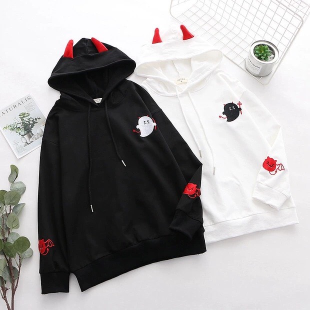 ÁO KHOÁC NỮ-ÁO KHOÁC HOODIE NỮ MẶT QUỶ SIÊU DỄ THƯƠNG PHỐI NÓN