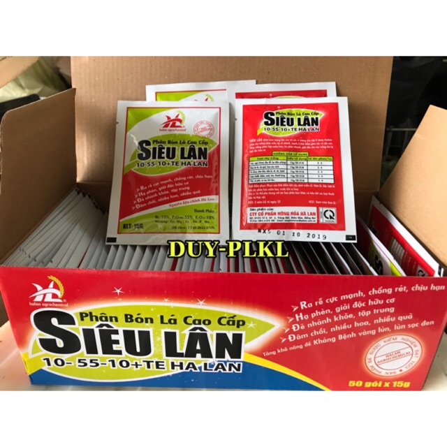 Siêu Lân - 10-55-10 + Te Phân Bón Lá Cao Cấp. Gói - 15Gr Chuyên Dùng Cho Hoa Hồng, Hoa Lan.