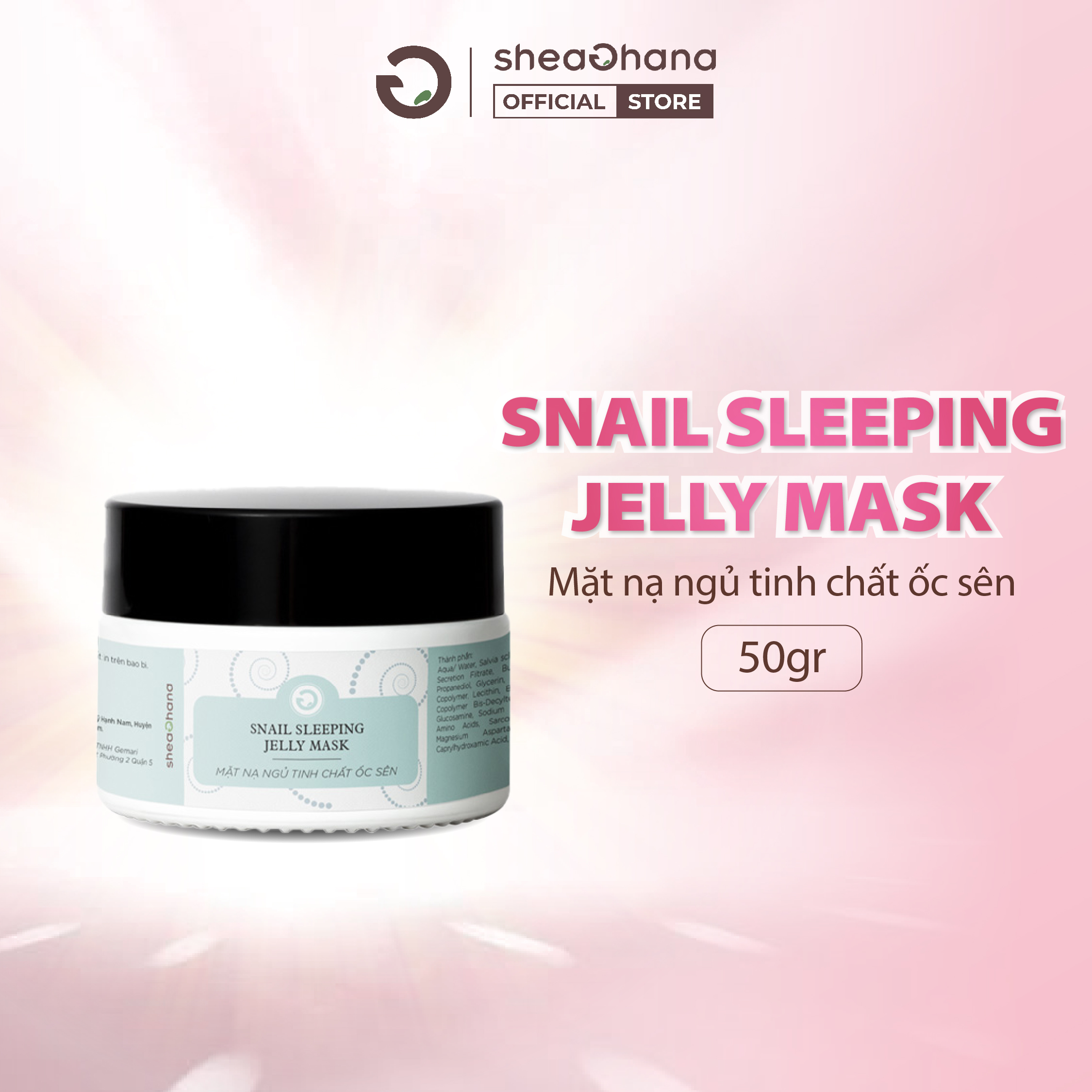 Mặt nạ ngủ cấp ẩm phục hồi tinh chất ốc sên Chile SheaGhana Snail Sleeping Jelly Mask 50gr Không có đánh giá