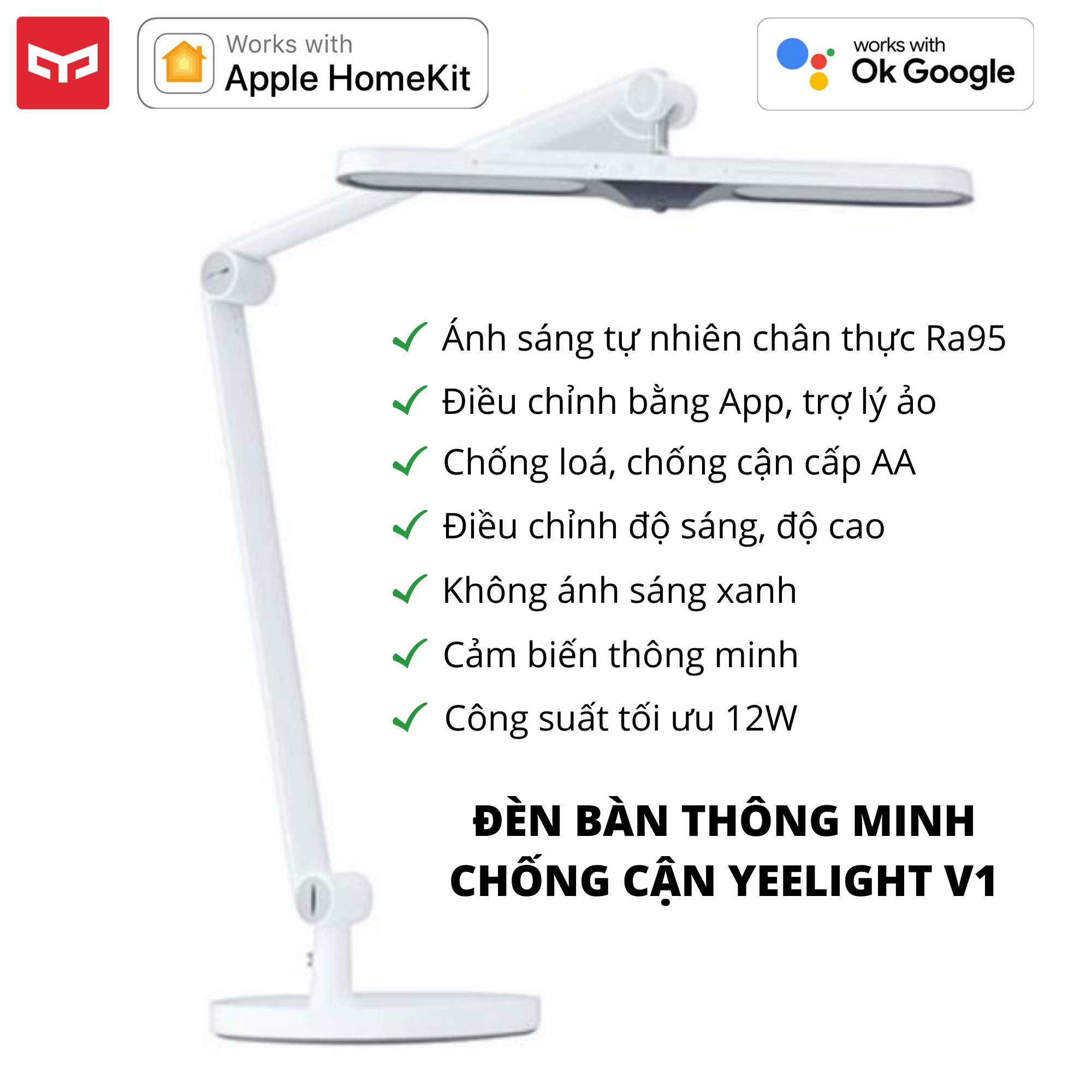 ĐÈN HỌC / ĐÈN BÀN LED THÔNG MINH CHỐNG CẬN CAO CẤP YEELIGHT V1 PRO bản Quốc Tế - 10.5W - RA90 - HỖ TRỢ APPLE HOMEKIT - NHẬP KHẨU CHÍNH HÃNG