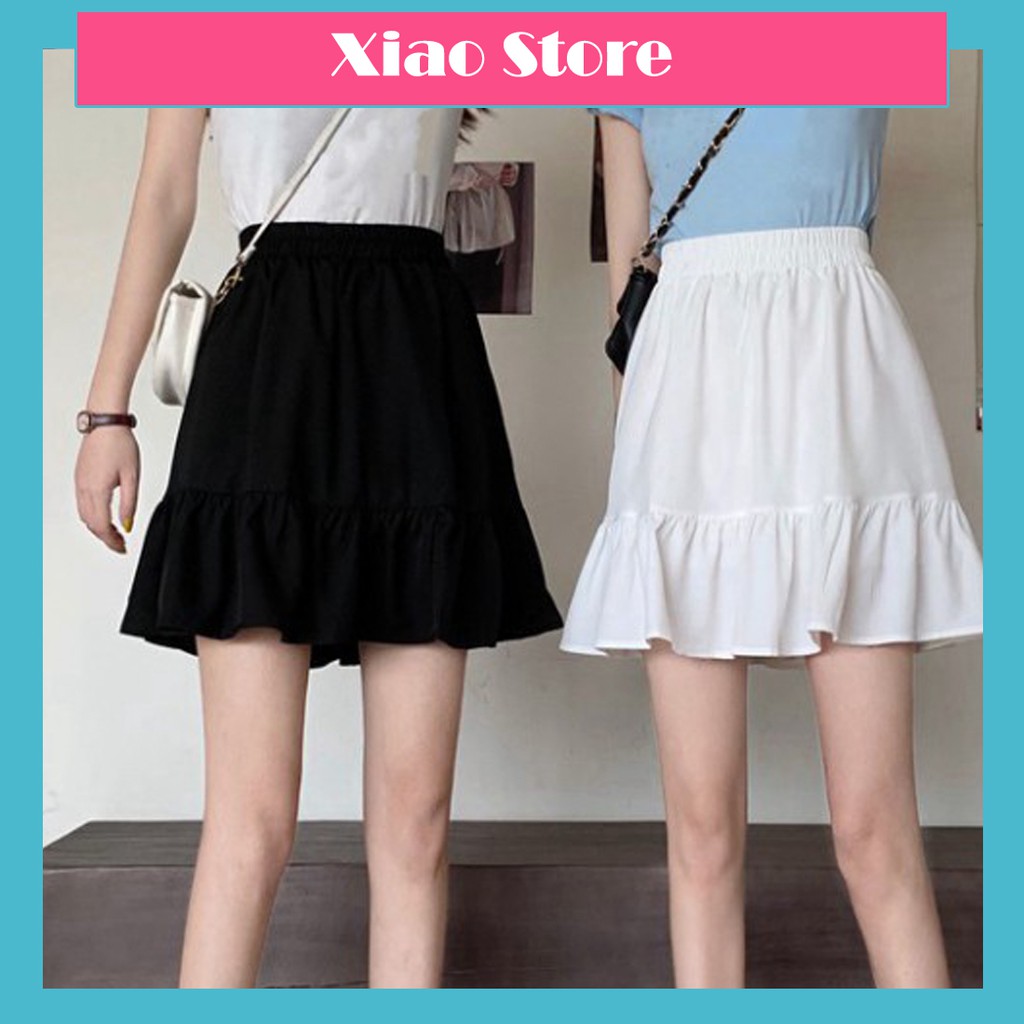 Chân váy ngắn 2 tầng xếp ly bồng bềnh ulzzang hai màu đen, trắng, chân váy ngắn 2 lớp vải voan