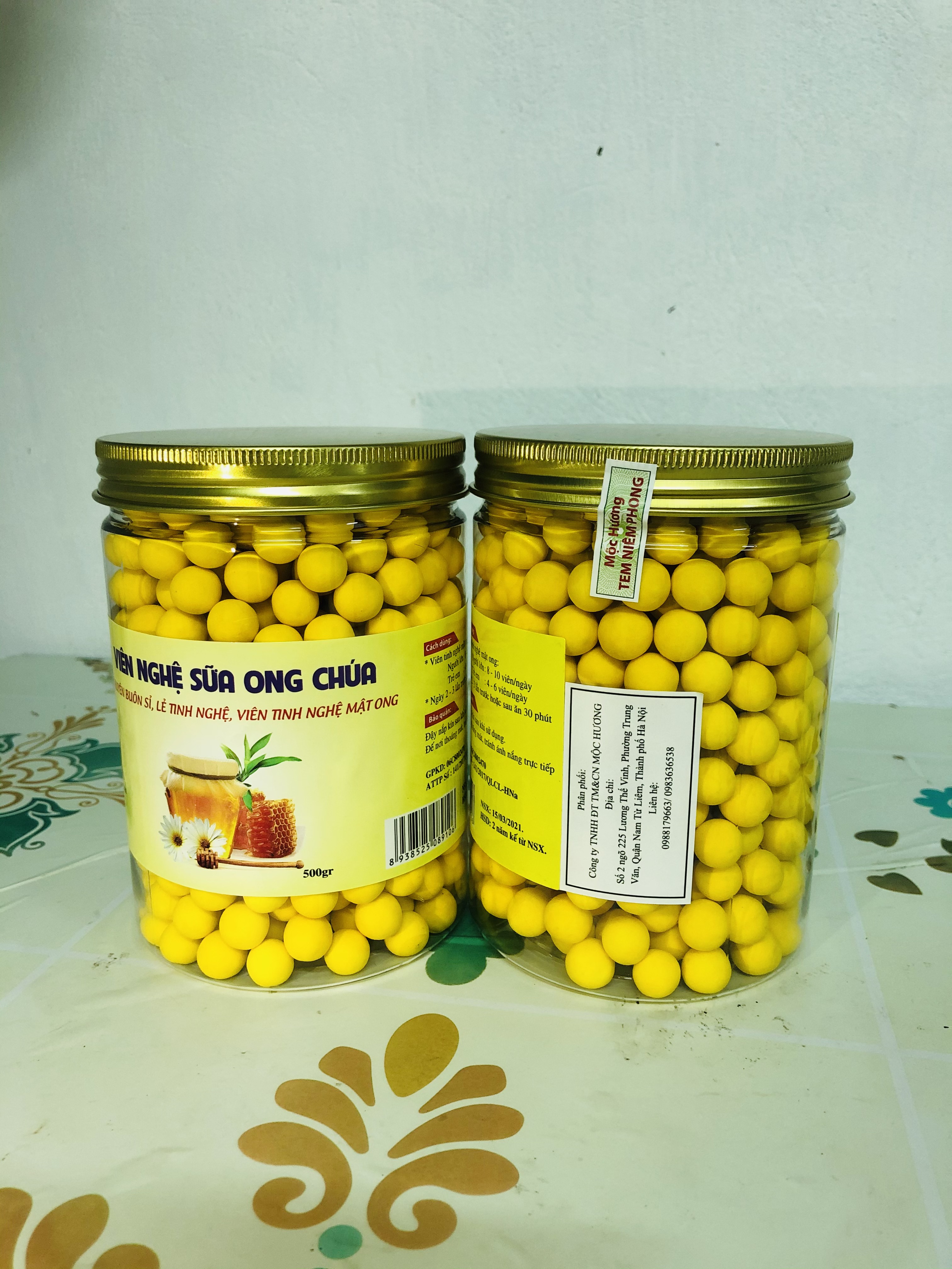 Hộp 500gr viên tinh nghệ mật ong