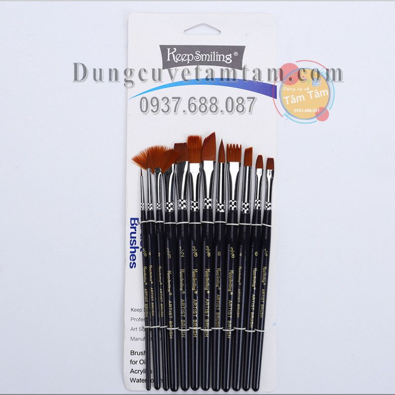 Bộ cọ vẽ nhiều đầu keep smiling a0015a - bộ cọ vẽ acrylci, gouache , poster , màu nước ,...