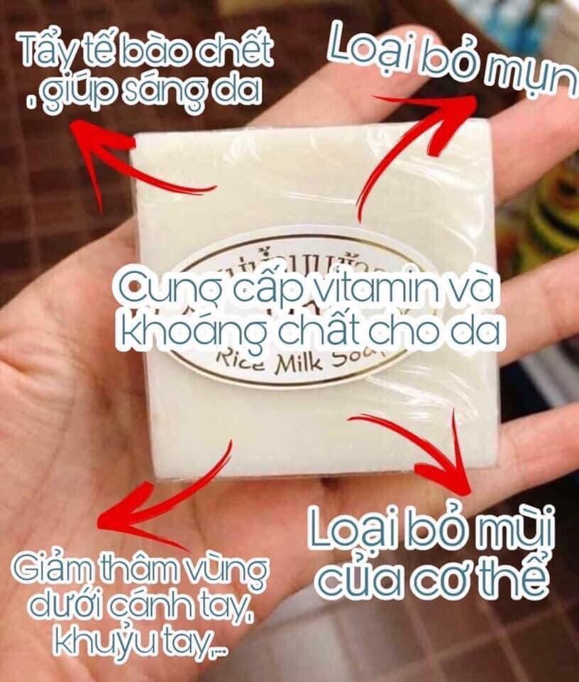 [ RẺ VÔ ĐỐI ] 6 cục Xà phòng cám gạo/nghệ cam THAILAND JAM RICE MILK SOAP 50gr xà bông sữa, tinh chất gạo/nghệ trắng sáng da