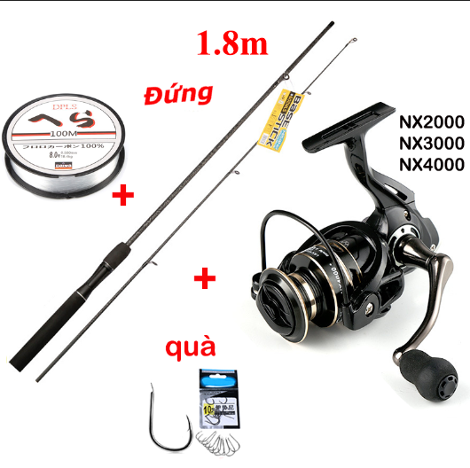 Bộ câu cá bền bỉ bao gồm dây câu, mồi câu, cần câu carbon cao cấp các cỡ 1.65m/1.8m/2.1m+Máy câu khổ từ 2000 đến 4000 như trong hình