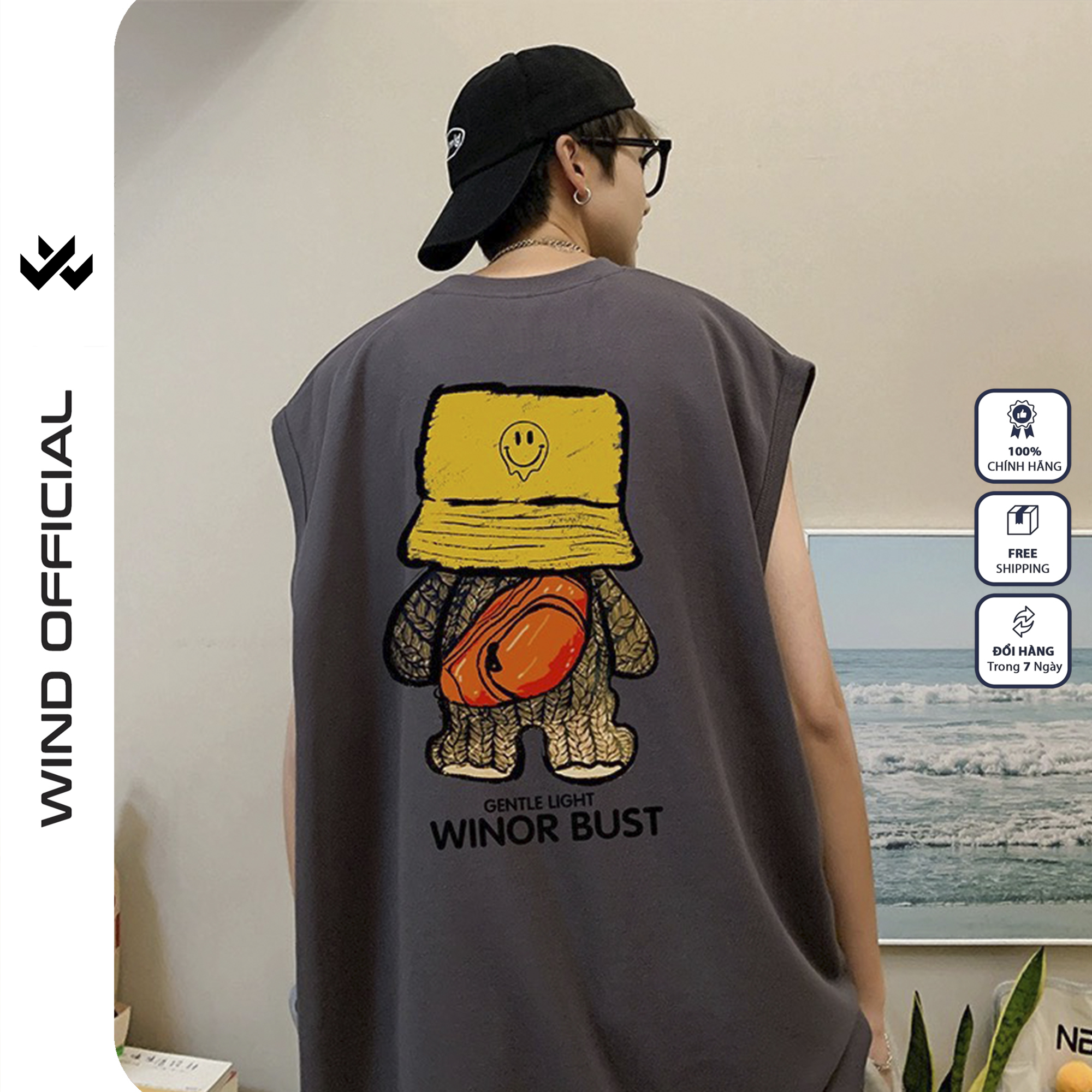 [Mua 1 Tặng 1] Áo ba lỗ nam nữ WIND sát nách dáng rộng RANDOM NGẪU NHIÊN, thời trang nam nữ ulzzang oversize Tặng Áo Tanktop Quà Tặng