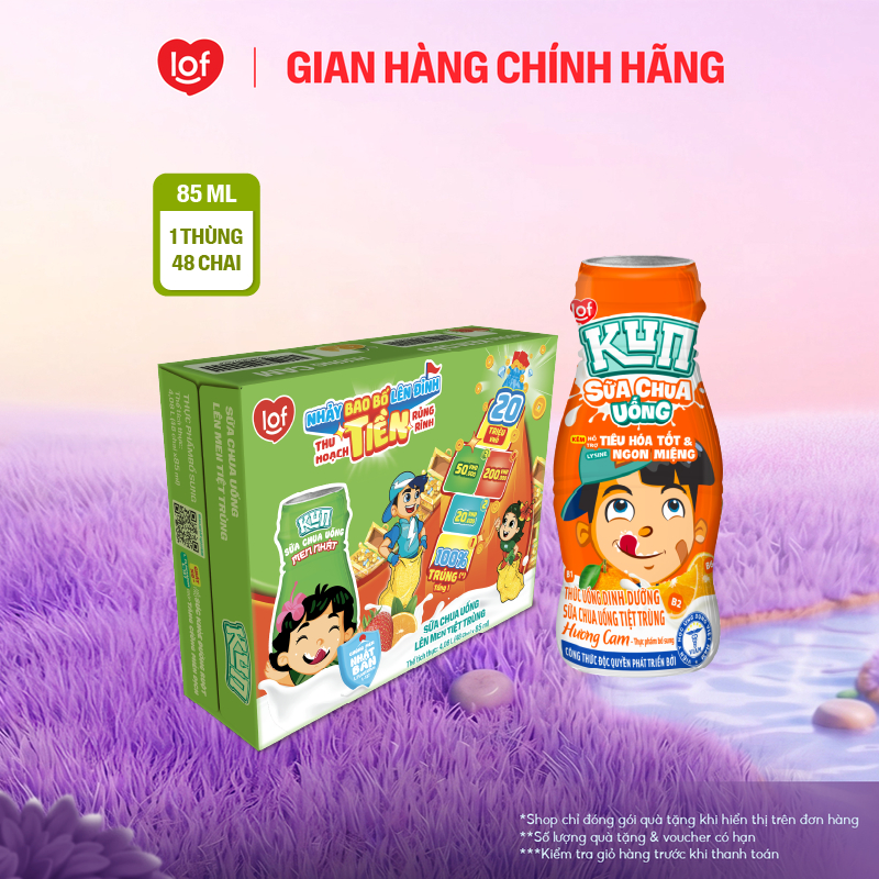 Sữa chua uống KUN vị cam thùng 48 chai x 85ml