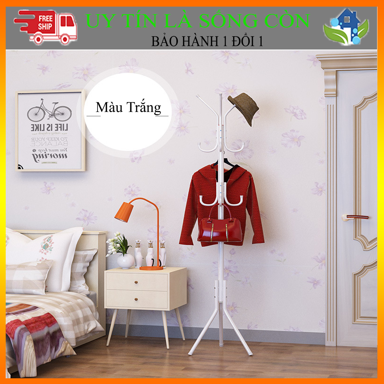 [GIÁ SẬP SÀN] Cây treo quần áo, mũ, túi xách tiện lợi E102, dùng trong chung cư ký túc xá nhà hàng khách sạn