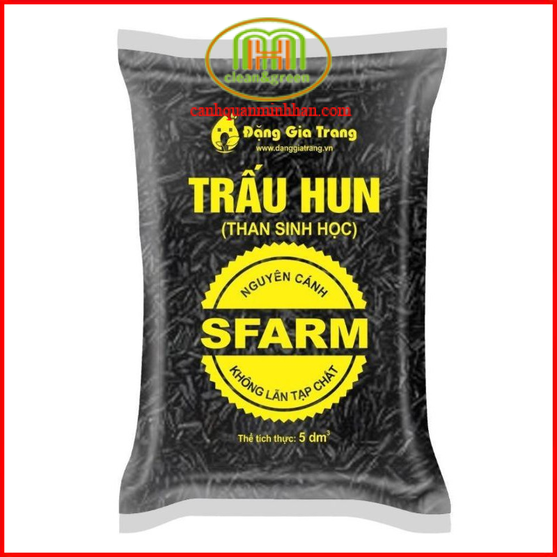 Vỏ trấu hun nguyên cánh than sinh học SFARM 5dm3 Minh Hân Garden