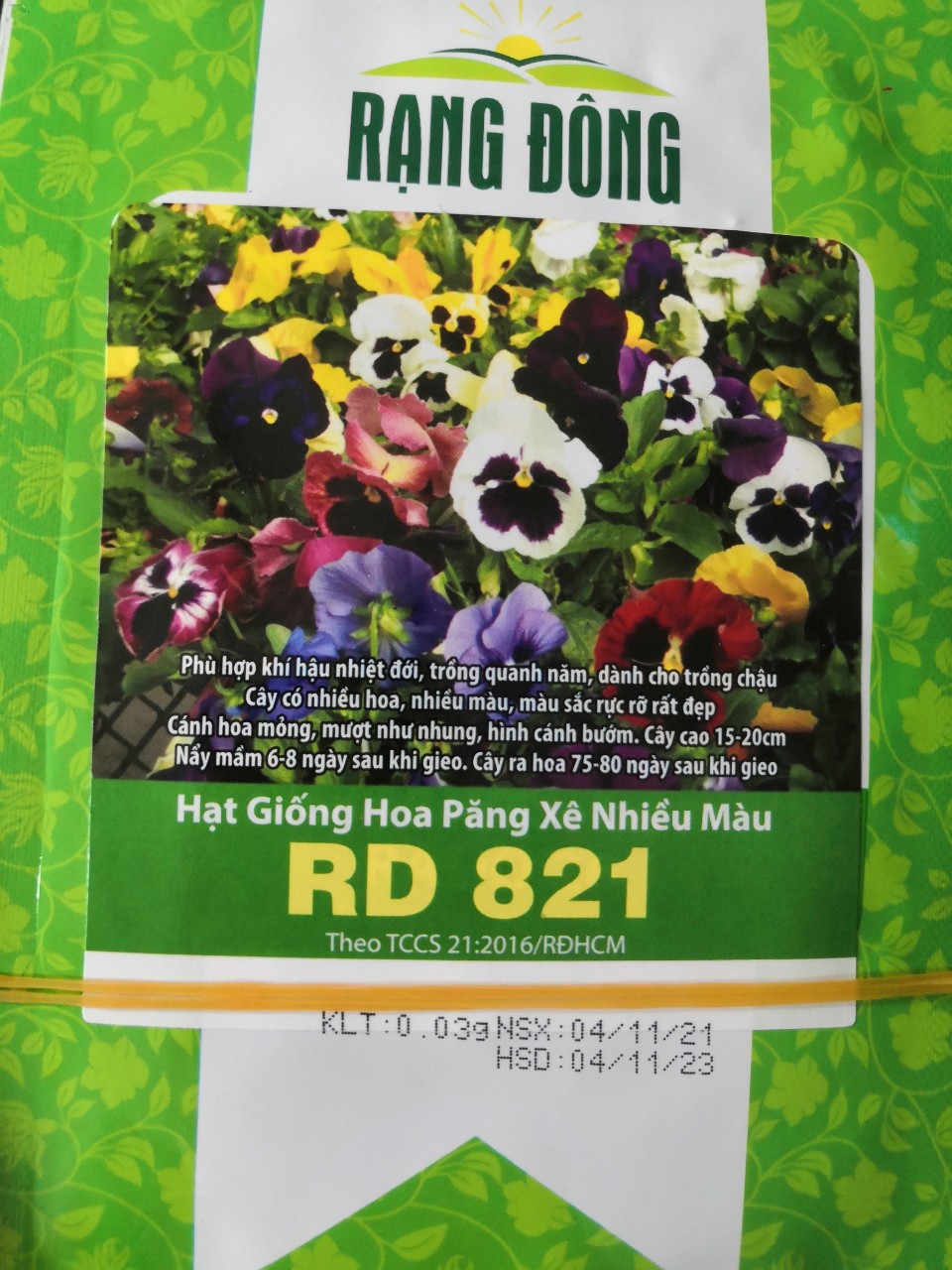 Hạt giống hoa păng xê rạng đông mix nhiều màu- gói 0.03g.