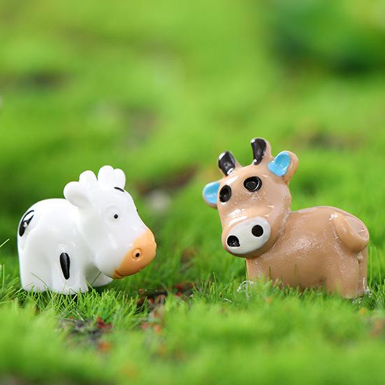 Mô hình bò sữa mini | Phụ kiện Tiểu cảnh sen đá - Phụ kiện Terrarium