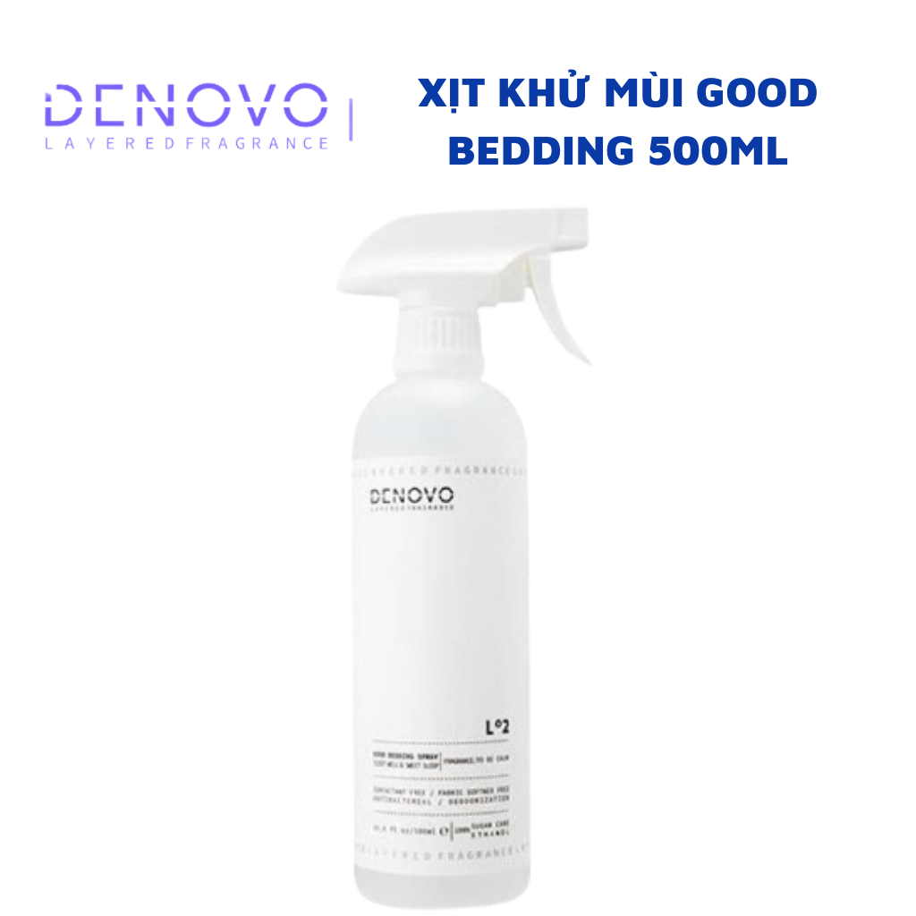 Chai Xịt khử mùi khử trùng kháng khuẩn DENOVO Good Bedding Hàn Quốc 500ML - Xịt khử mùi phòng ngủ, quần áo an toàn cho bé