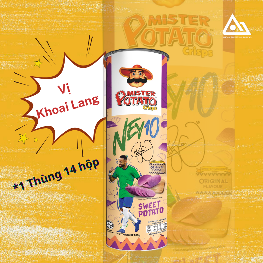 Bánh lát Snack khoai tây Mister Potato Neymar vị Khoai lang lon 100g