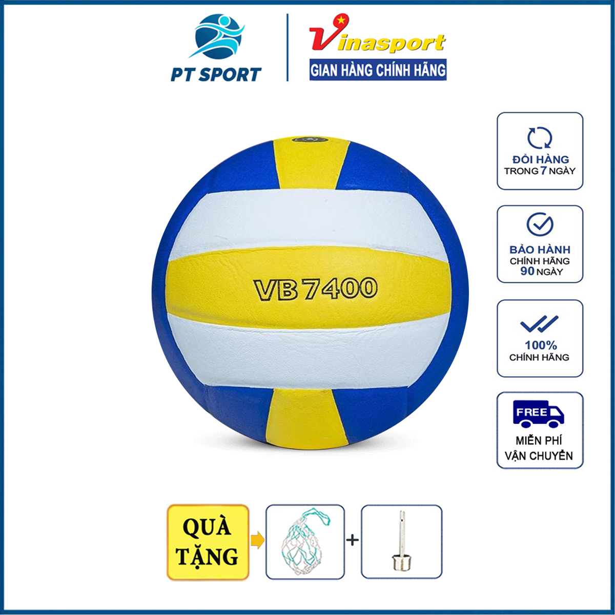 Banh bóng Chuyền Thăng Long VB7400 da PU Nhật chính hãng đạt tiêu chuẩn thi đấu