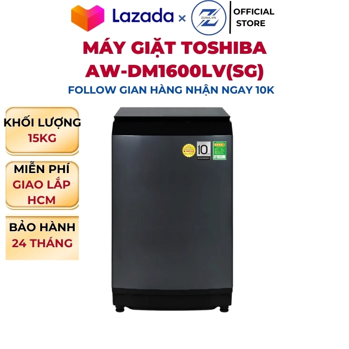 Máy giặt cửa trên Inverter Toshiba 15KG AW-DM1600LV(SG) - Bảo hành 24 tháng