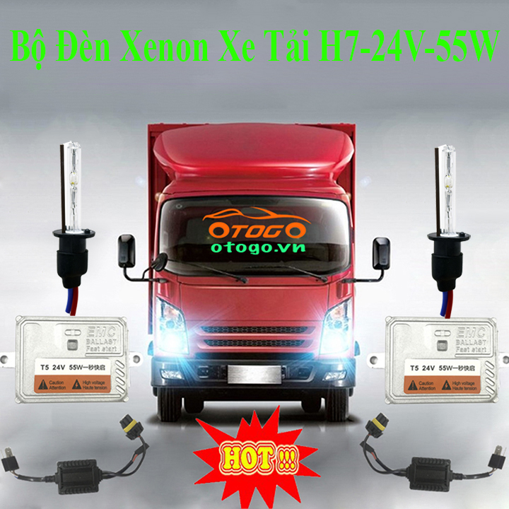 Bộ Đèn Xenon Xe Tải Chân H7 - 24V-55w Siêu Sáng