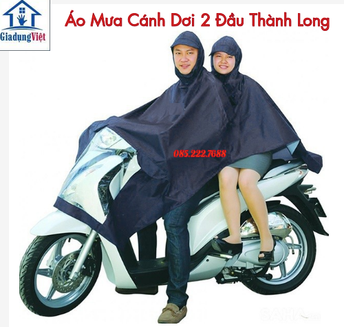 Áo Mưa Cánh Dơi 2 Mũ Vải Dù Thành Long Siêu Bền