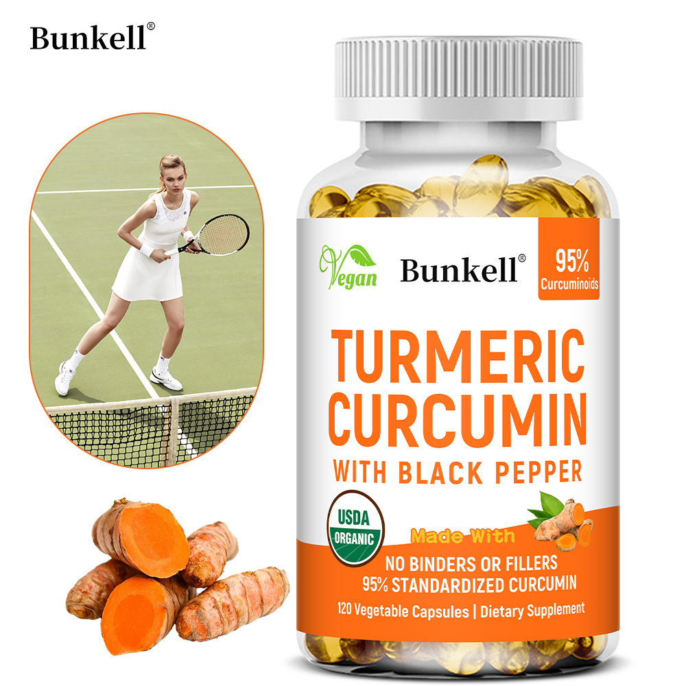 Thực phẩm bổ sung Bunkell Curcumin với chiết xuất tiêu đen - Nghệ hữu cơ hiệu lực cao và 95% Curcuminoid cho sức khỏe khớp và tiêu hóa - Thực phẩm bổ sung hỗ trợ khớp
