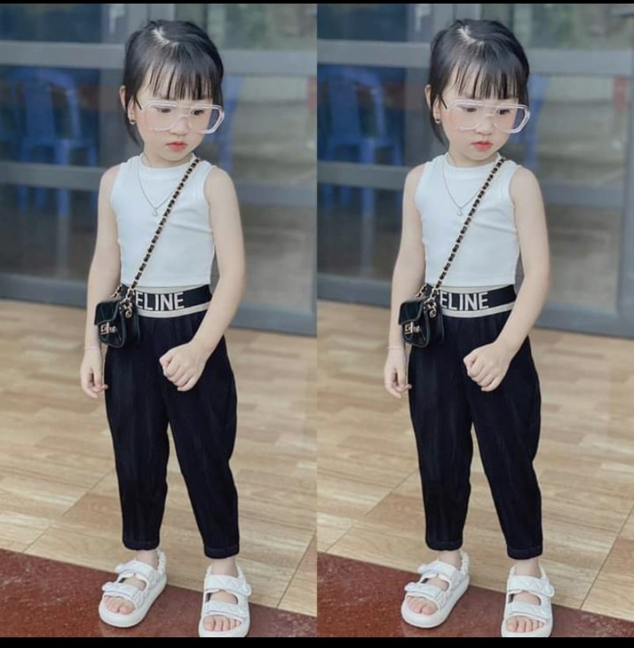 Quần trẻ em vải umi cạp chun chữ dáng baggy