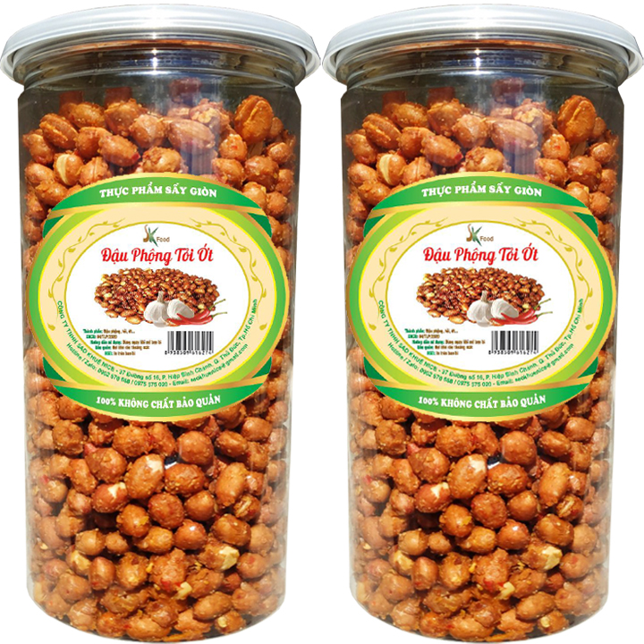 1kg Đậu phộng rang tỏi ớt giòn tan hiệu SK FOOD