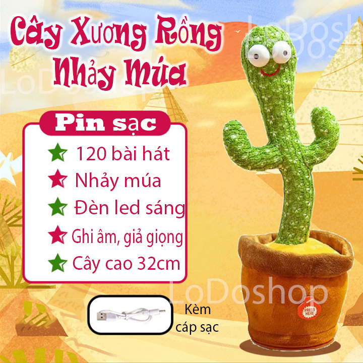 Cây xương rồng nhảy múa theo nhạc có ghi âm nhái giọng 120 bài hát tiếng việt loại pin sạc - Quà tặng sinh nhật cho các bé