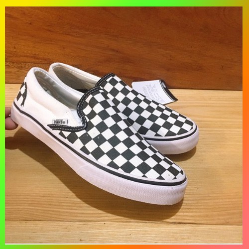 Giày thể thao vans caro lười van dán fog buộc giây nam nữ đủ size 36 đến 43 bản đẹp hàng fuill box bill