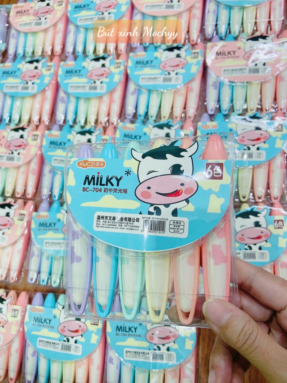 Combo 6 bút dạ quang Bò sữa màu pastel