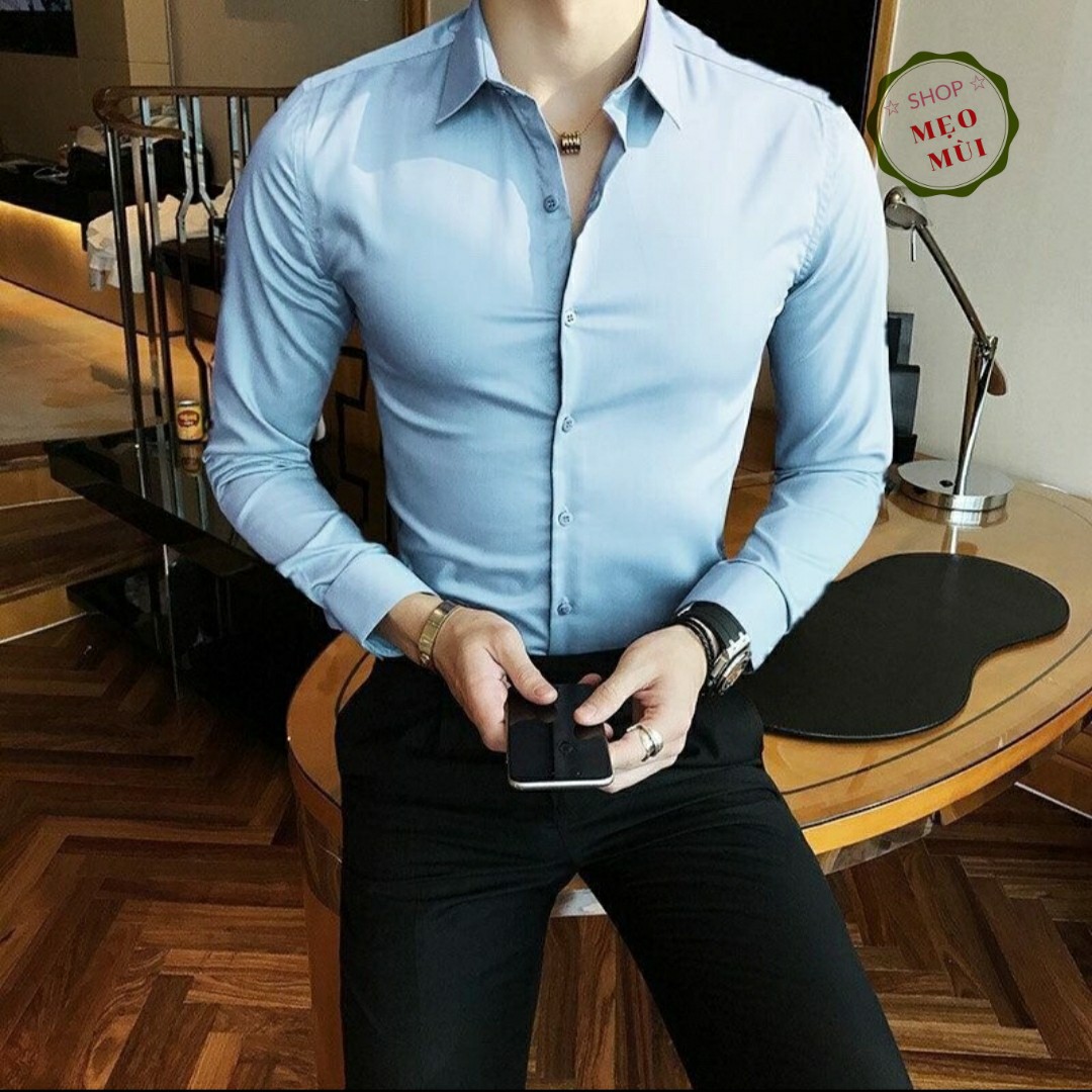 [HCM]Áo sơ mi nam hàn quốc vải đẹp mịn dày chống nhăn