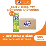Thùng 14 Lon Bánh Lát Snack Khoai Tây Slide Vị Kem Chua & Hành 90g