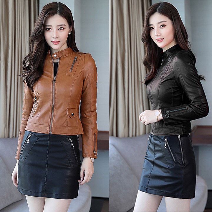 Áo Khoác Da Nữ Thái Cao Cấp-Đỏ(Bảo Hành 2 năm)