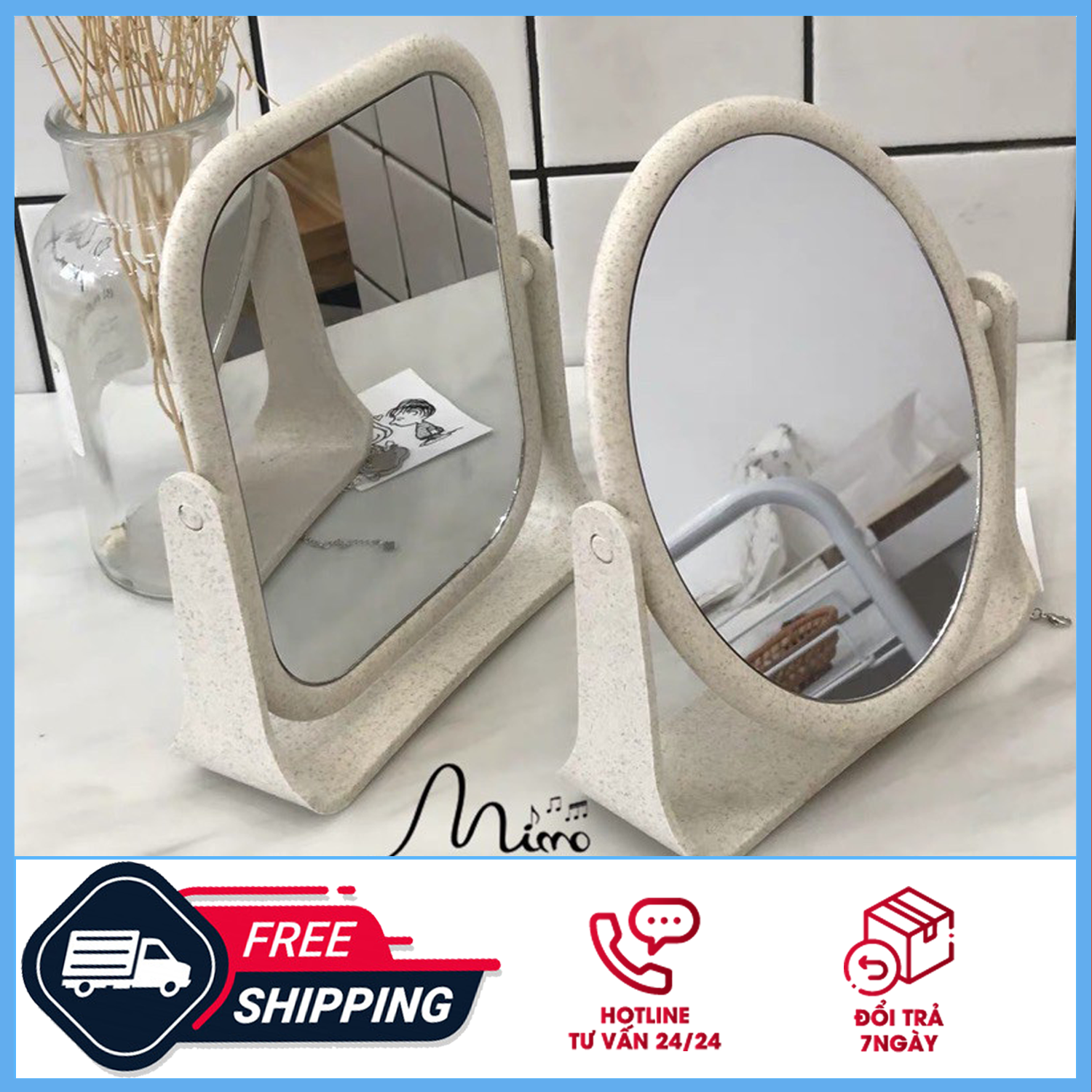 Gương trang điểm - Gương để bàn -Gương soi trang điểm để bàn hình chữ nhật-hình tròn 18x21cm -Gương soi, Gương gấp để bàn, gương mini, Gương để bàn, gương cu te, gương trang điểm dễ thương (Màu ngẫu nhiên)