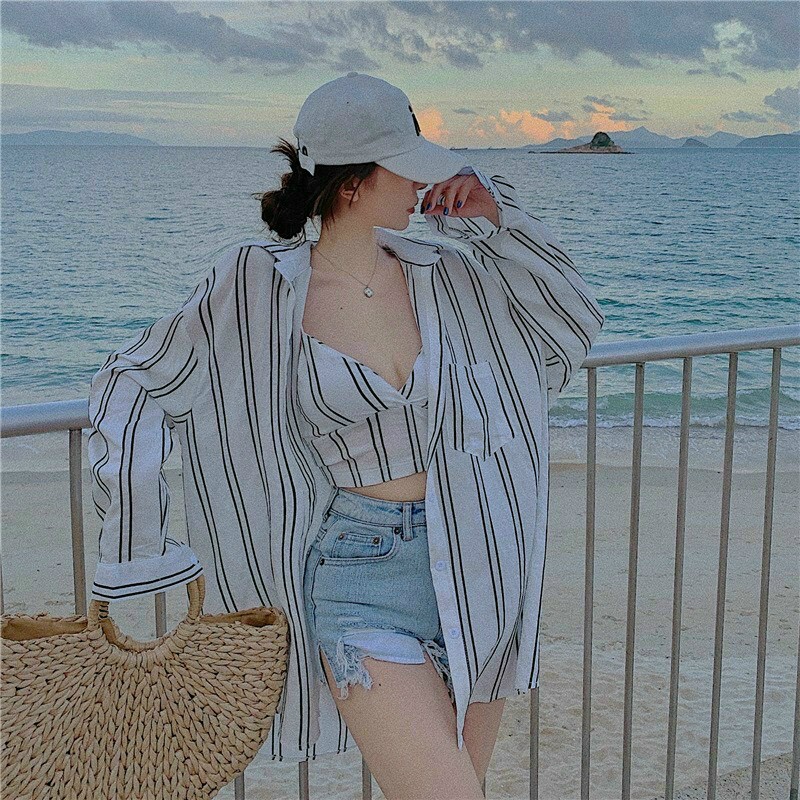 Set áo sọc đi biển cực sang chảnh