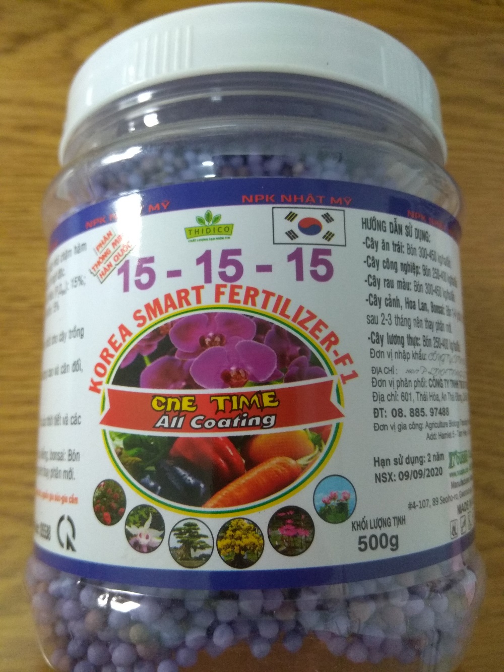[HCM]Phân tan chậm thông minh Hàn Quốc NPK 15-15-15 - chai 500 gram