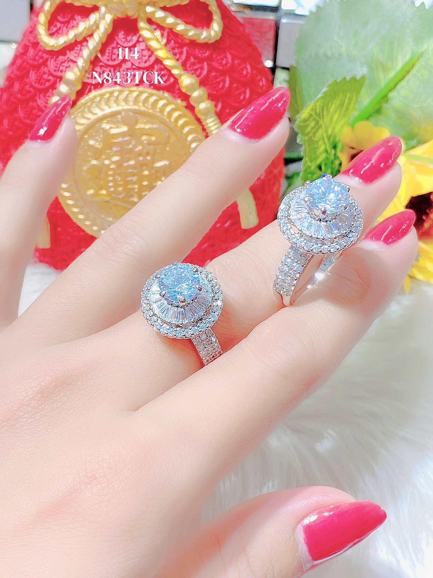 Nhẫn nữ uha xi kim đính đá cz - trang sức uha n843
