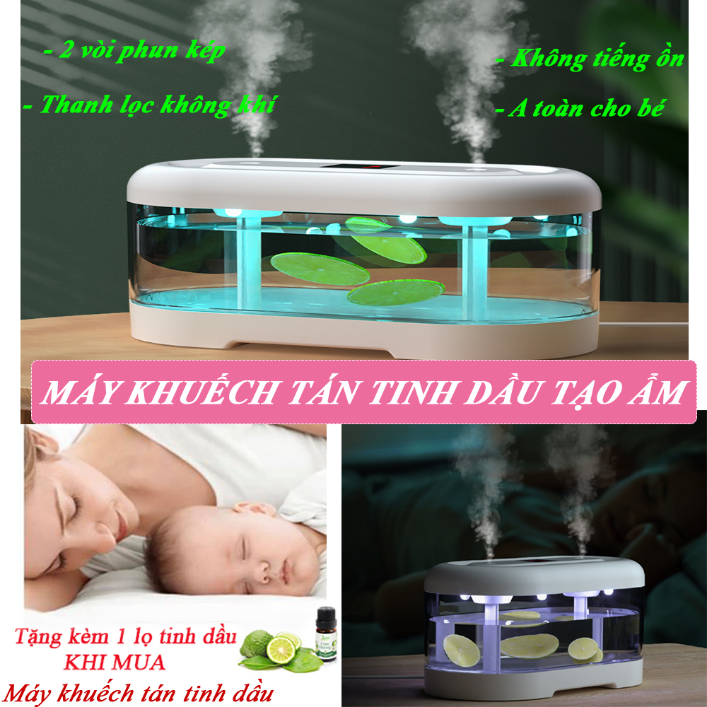 Máy phun sương tạo độ ẩm, máy phun sương phòng ngủ.máy khuếch tán tinh dầu. thiết kế 2 vòi phun kép giúp cân bằng độ ẩm không khí, giữ ẩm da, khử mùi, giảm căng thẳng, an toàn - dễ sử dụng. bảo hành uy tín - mua ngay!!!