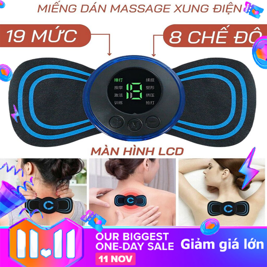 Đệm Massage Cổ Vai Gáy, Bắp Tay, Lưng Bằng Sung Điện Giảm Đau Nhức Hiệu Qủa - Miếng Dán Mat xa Toàn Thân 10 Chế Độ.BH 12 THÁNG TOÀN QUỐC Shop Cheeryq