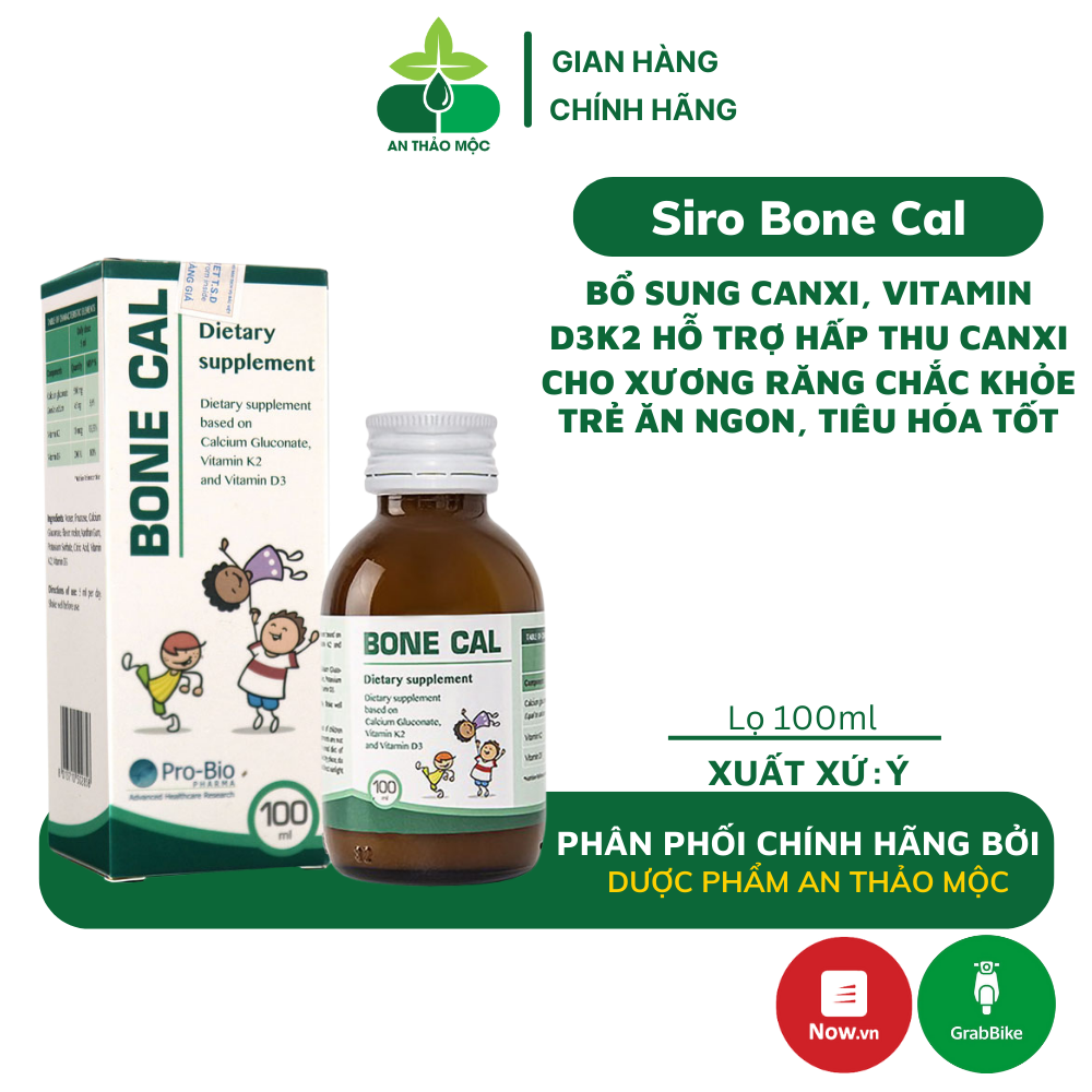 Siro bone cal bổ sung canxi,vitamin d3k2 hấp thụ calci xương,răng chắc khỏe cho bé 100ml