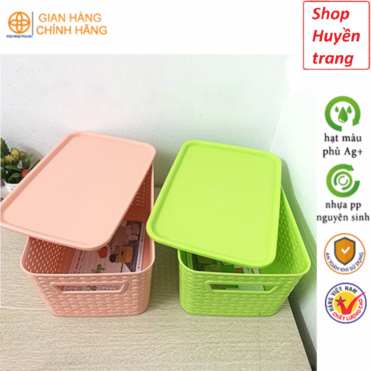 Rổ đựng chữ nhật có nắp hàng công ty Việt Nhật: Size1 ,Size2 ,Size3 ,