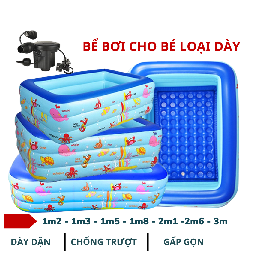 Bể bơi to khổng lồ người lớn, hồ bơI KAW, bể bơi phao trẻ em với người lớn, bể 2 lớp, chống trơn trượt, chất liệu dày dặn, TẶNG KÈM MIẾNG VÁ