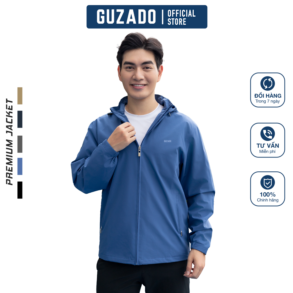 Áo Khoác Thể Thao GUZADO Áo Khoác Gió Nam Cao Cấp Thiết Kế Basic Trẻ Trung Năng Động MAG15