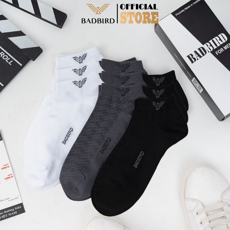 Set 10 đôi tất nam cổ ngắn sợi tre cao cấp badbird, ngăn mùi, thấm hút, kháng khuẩn, thương hiệu việt badbird