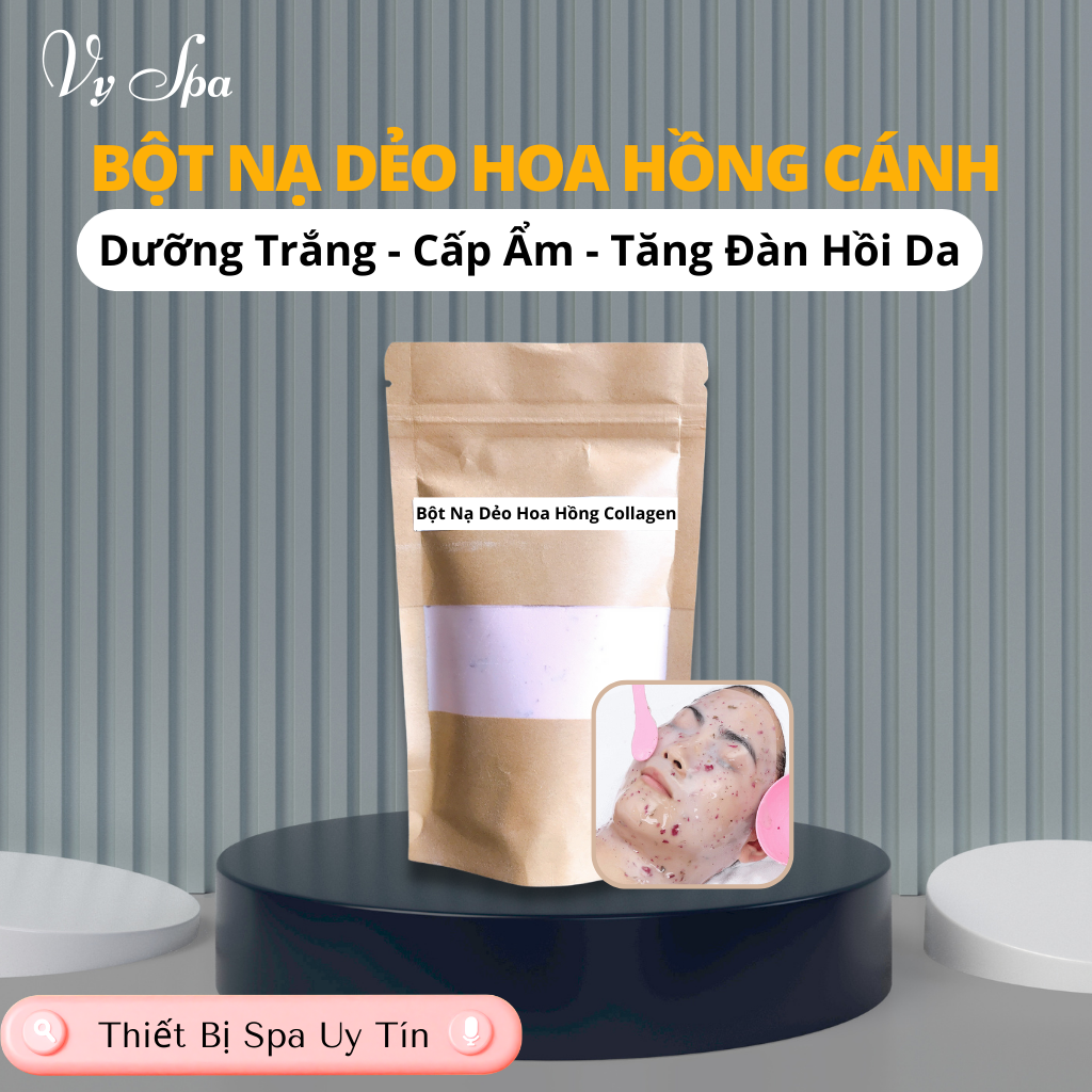 Mask bột mặt nạ dẻo hoa hồng collagen trắng sáng, mờ thâm giảm nám cho spa/dùng tại nhà 100g/500g/1000g