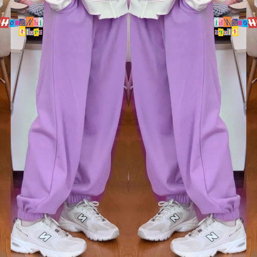 Quần Jogger Basic Pant Ulzzang Unisex Jogger Trơn Bo Lai Màu Tím Dáng Rộng Nam Nữ - MM