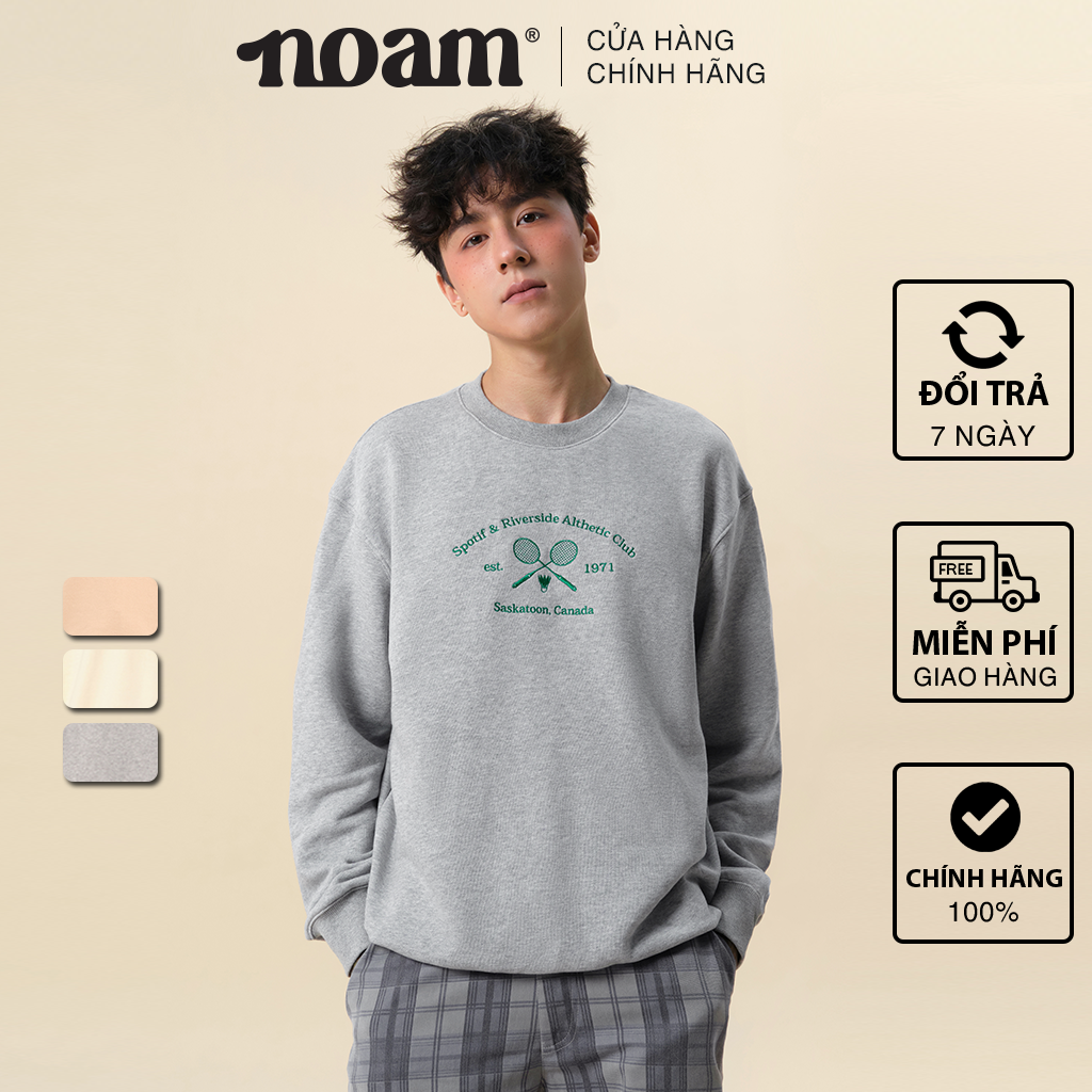 Áo Sweater Unisex NOAM Spotif Club Form Oversize Cream/ Grey/ Nude