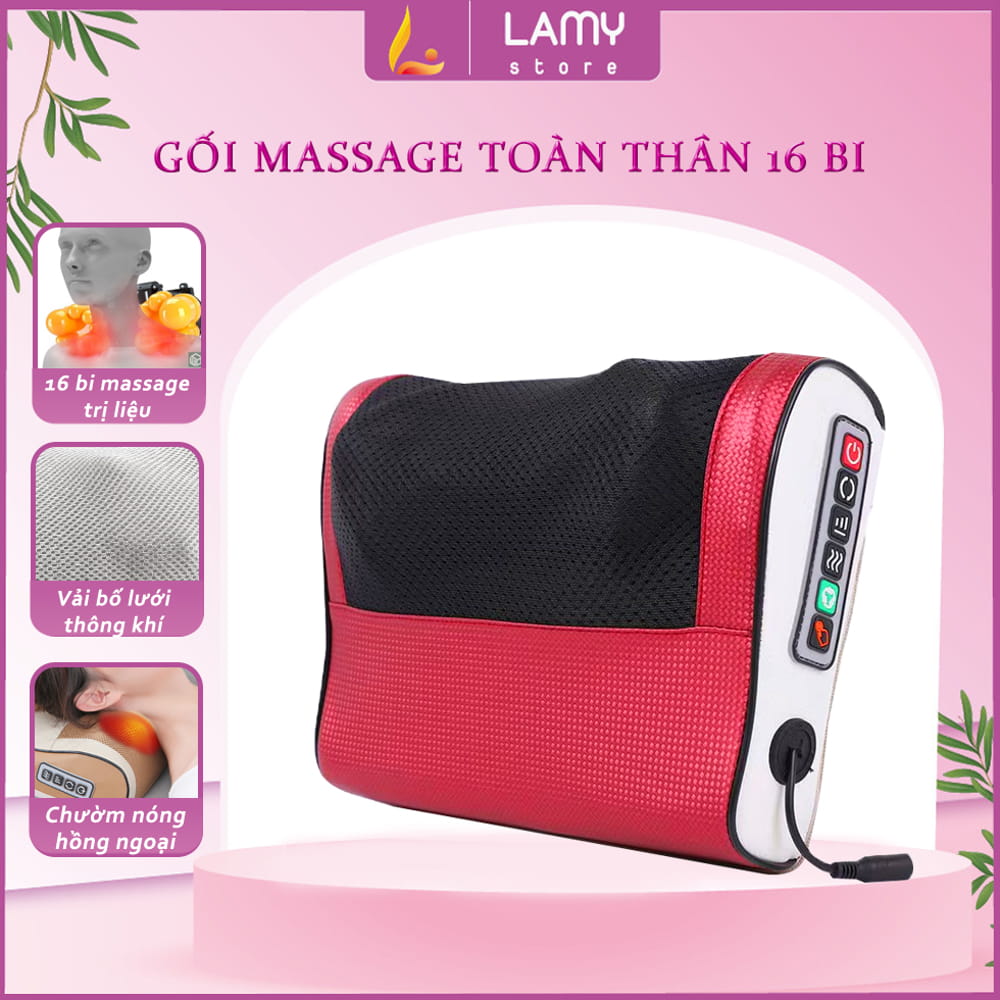 Gối Massage Cổ Vai Gáy Máy Massage Hồng Ngoại 16 20 Bi Công Nghệ Nhật Bản Hỗ Trợ Mát Xa Toàn Thân