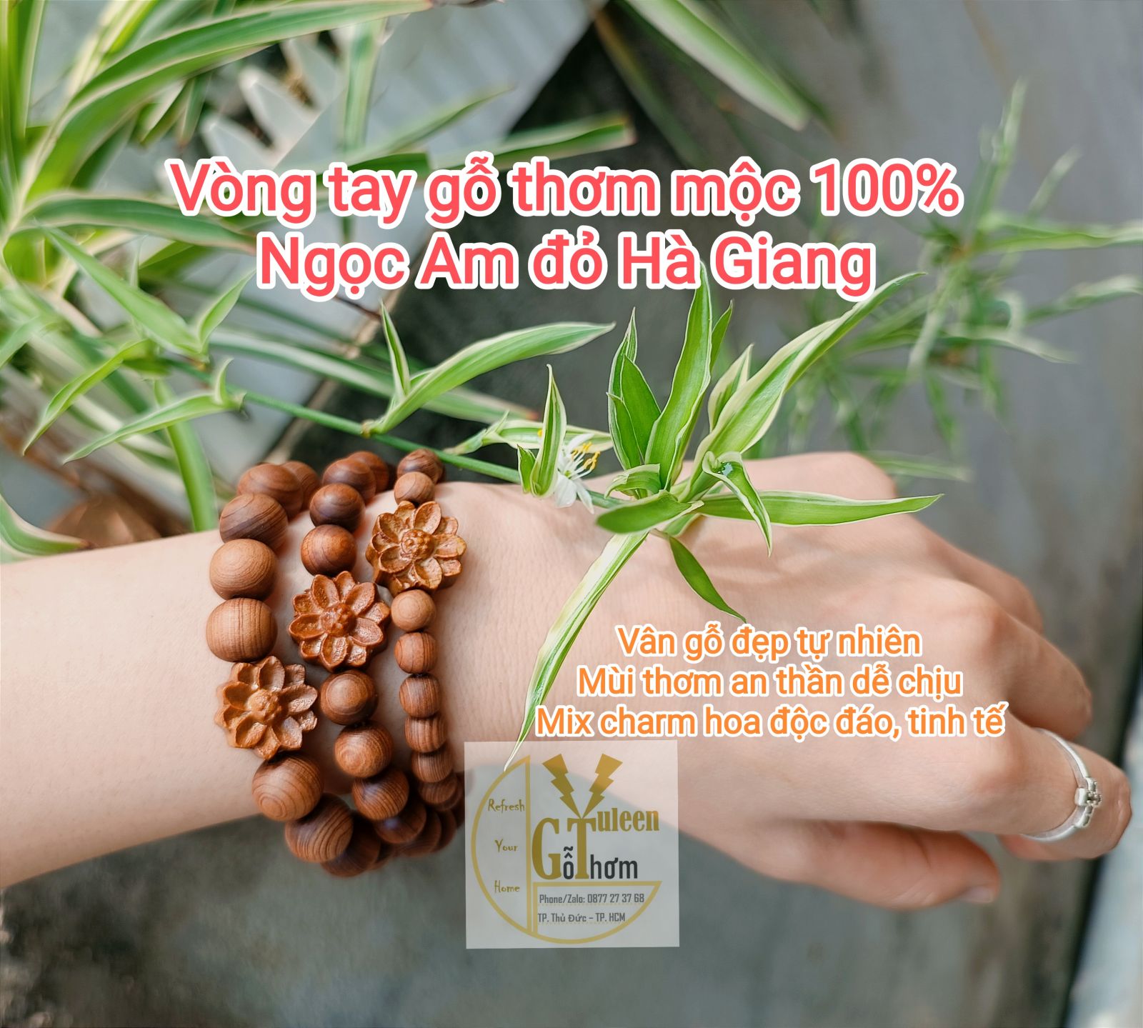 [Sale mạnh] Vòng phong thủy gỗ Ngọc Am đỏ Hà Giang phối charm, mộc 100% vân đẹp, vòng tràng hạt gỗ thơm, vòng tay cho nữ, quà tặng đẹp, ý nghĩa