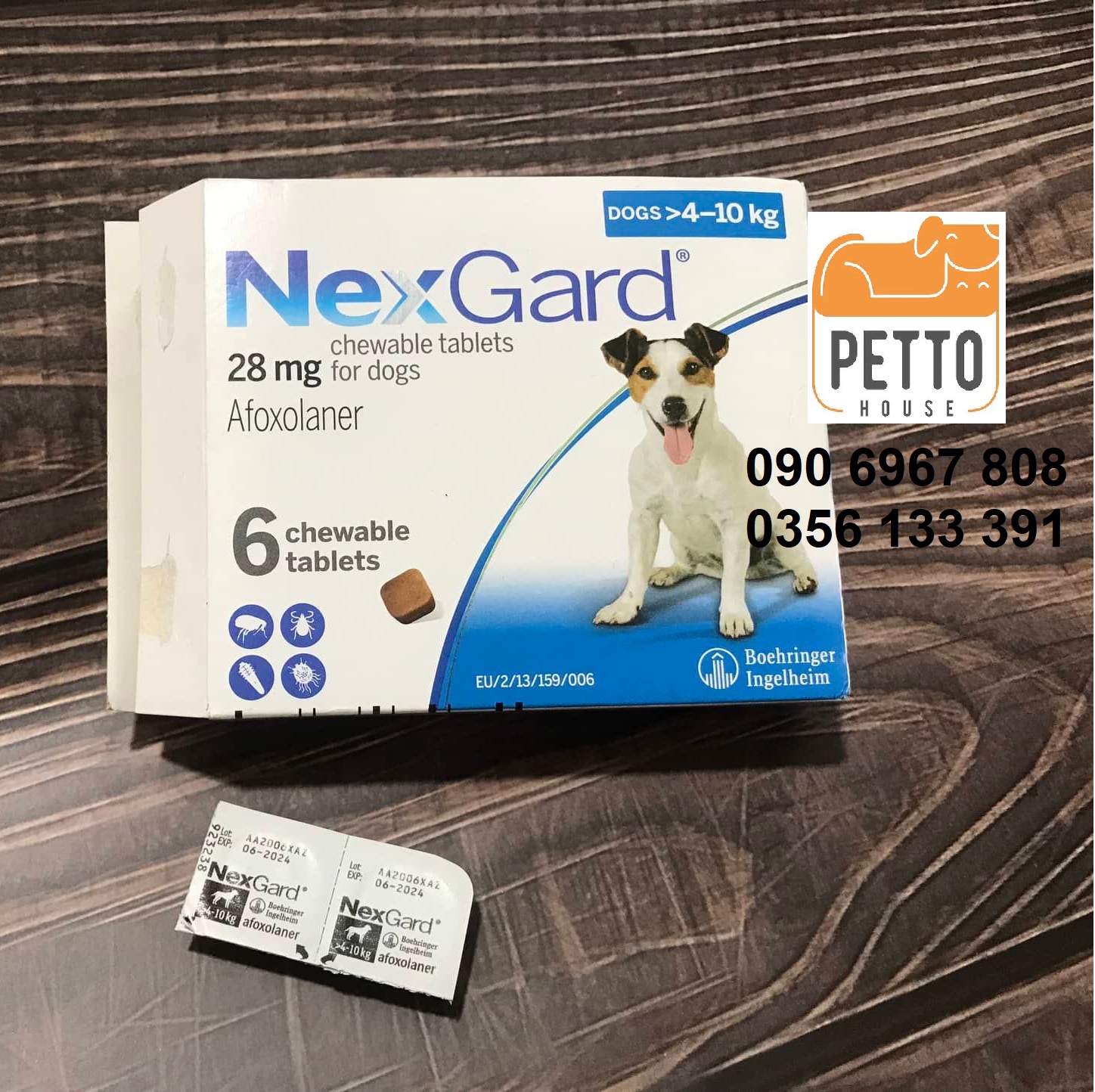 Nexgard 28mg chewable tablets for dogs 4-10kg một viên nhai trị ve, rận, bọ chét, ghẻ, viêm da cho chó từ 4kg đến 10kg